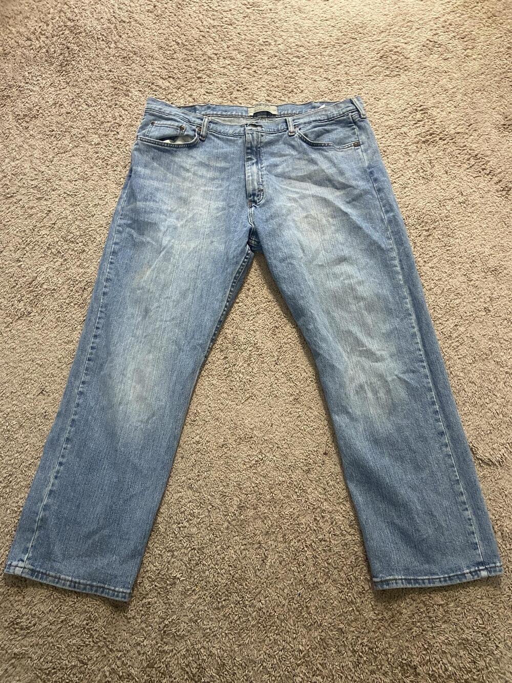 Wrangler Authentics Jeans Mens 40x27 Blue Light Wash Straight Stretch Denim